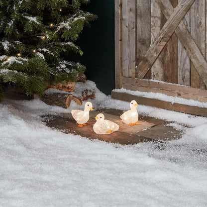 Lights4fun LED Acrylic Duckling Garden Lights Set of 3