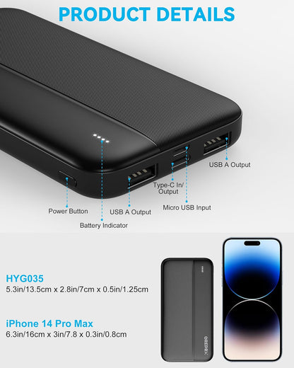 GREPRO HYG035 Compact Power Bank with Type-C Input 10000mAh