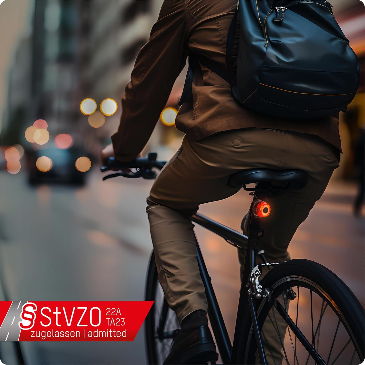 ANSMANN USB Rechargeable Bike Rear Light – Bright CREE LED, IPX5, StVZO Certified, Black