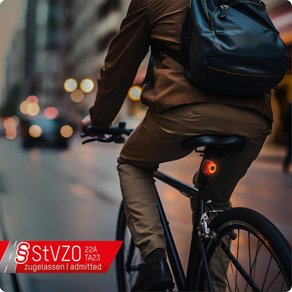 ANSMANN USB Rechargeable Bike Rear Light – Bright CREE LED, IPX5, StVZO Certified, Black