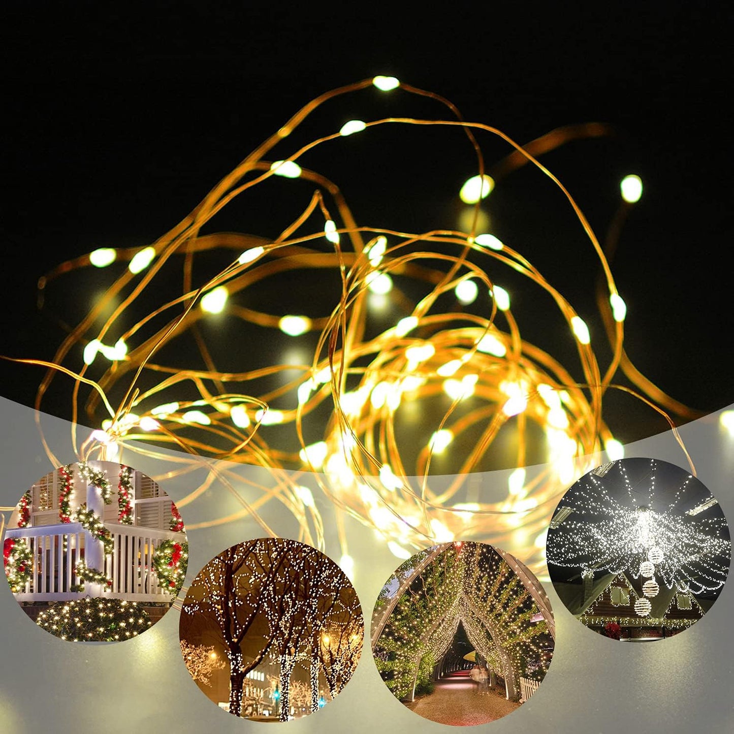 Heaffey Purple Solar Fairy String Lights 40ft Waterproof Outdoor LED