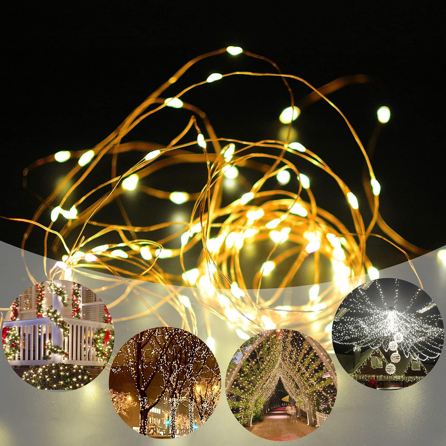 Heaffey Purple Solar Fairy String Lights 40ft Waterproof Outdoor LED