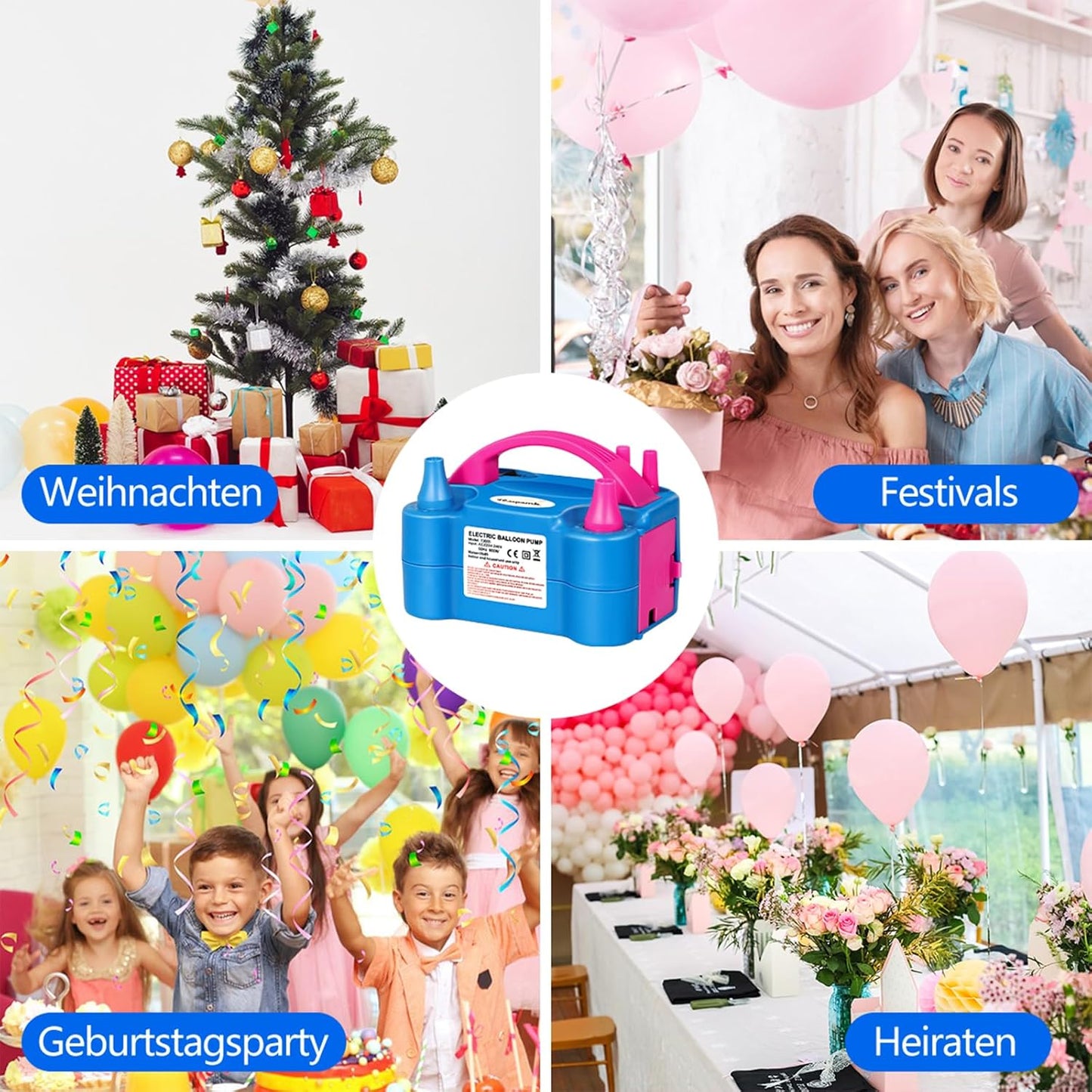 FLSEPAMB 600W Electric Balloon Pump with Dual Nozzle Set