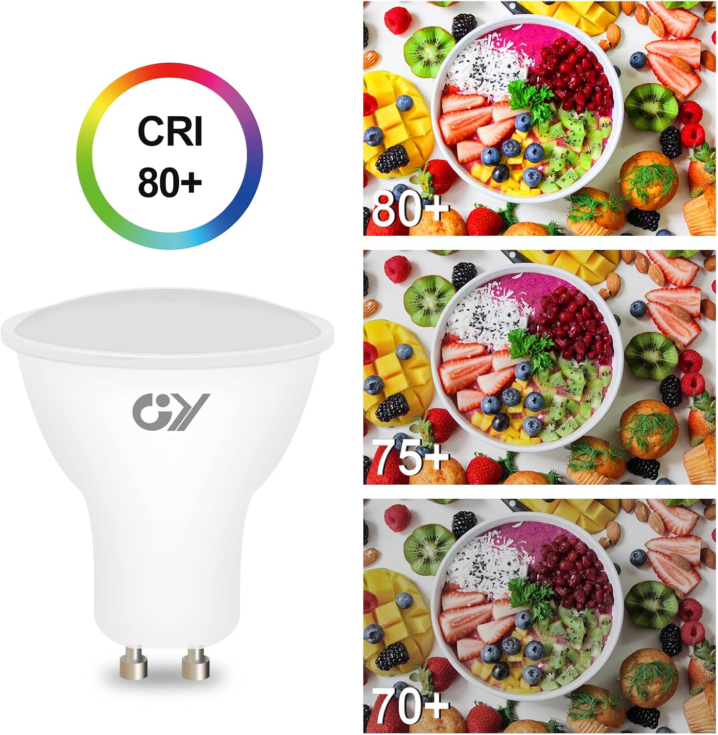 GY GU10 LED Bulb 7W 6500K Cool White Dimmable 630 Lumens 6-Pack