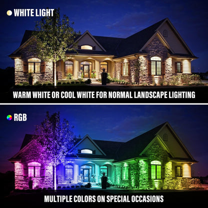 PICAA Outdoor Security LED Floodlight 100W RGB Color Changing with Remote Control IP66 Waterproof Dimmable Wall Light
