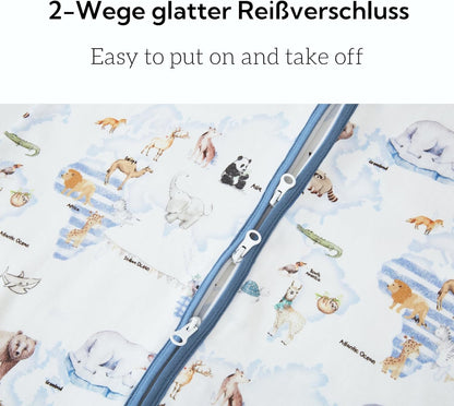 Chilsuessy Baby Sleeping Bag with Feet 1.5 TOG Cotton Wearable Blanket for Toddlers