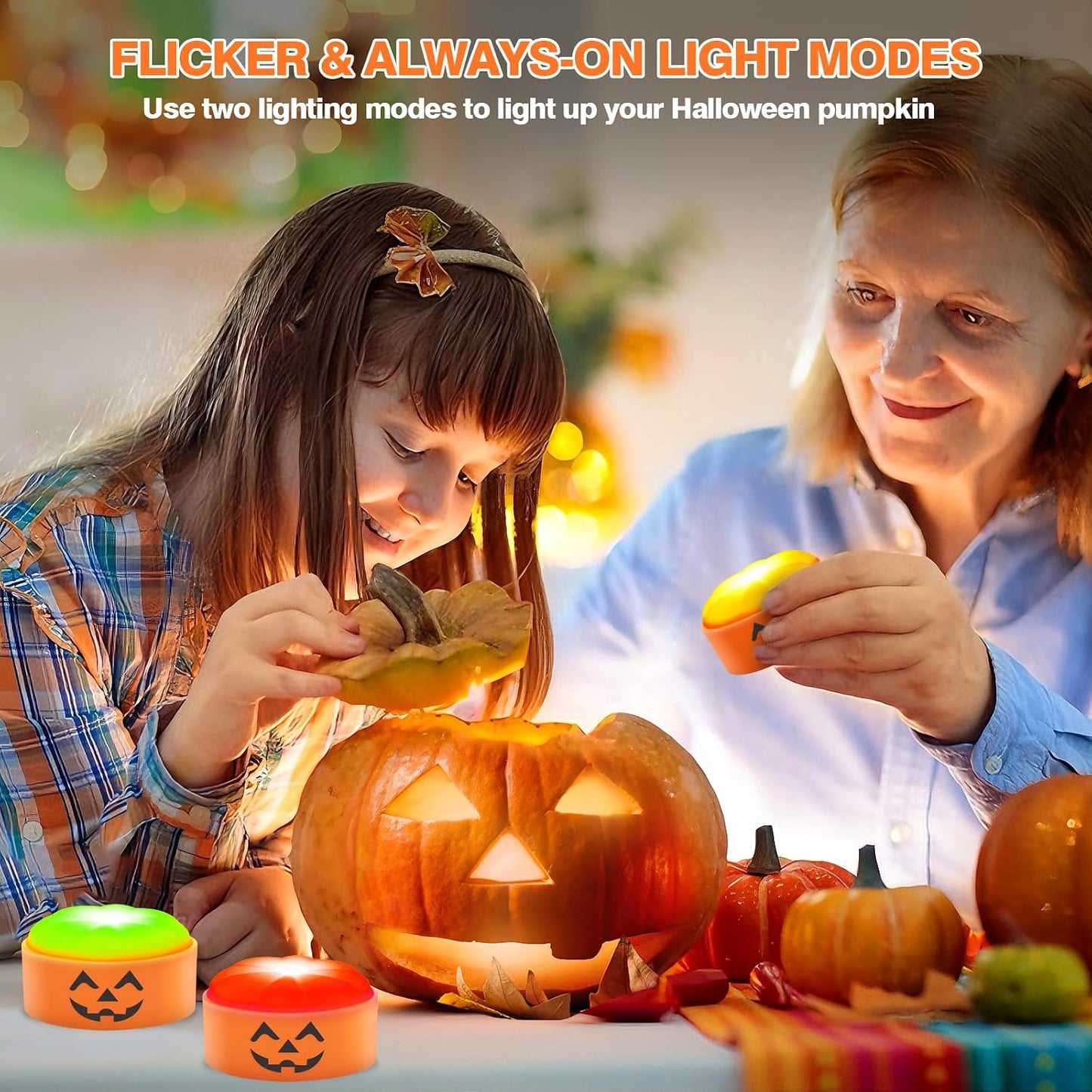 Gobesty Flameless LED Pumpkin Lights Remote Control 4-Piece Set