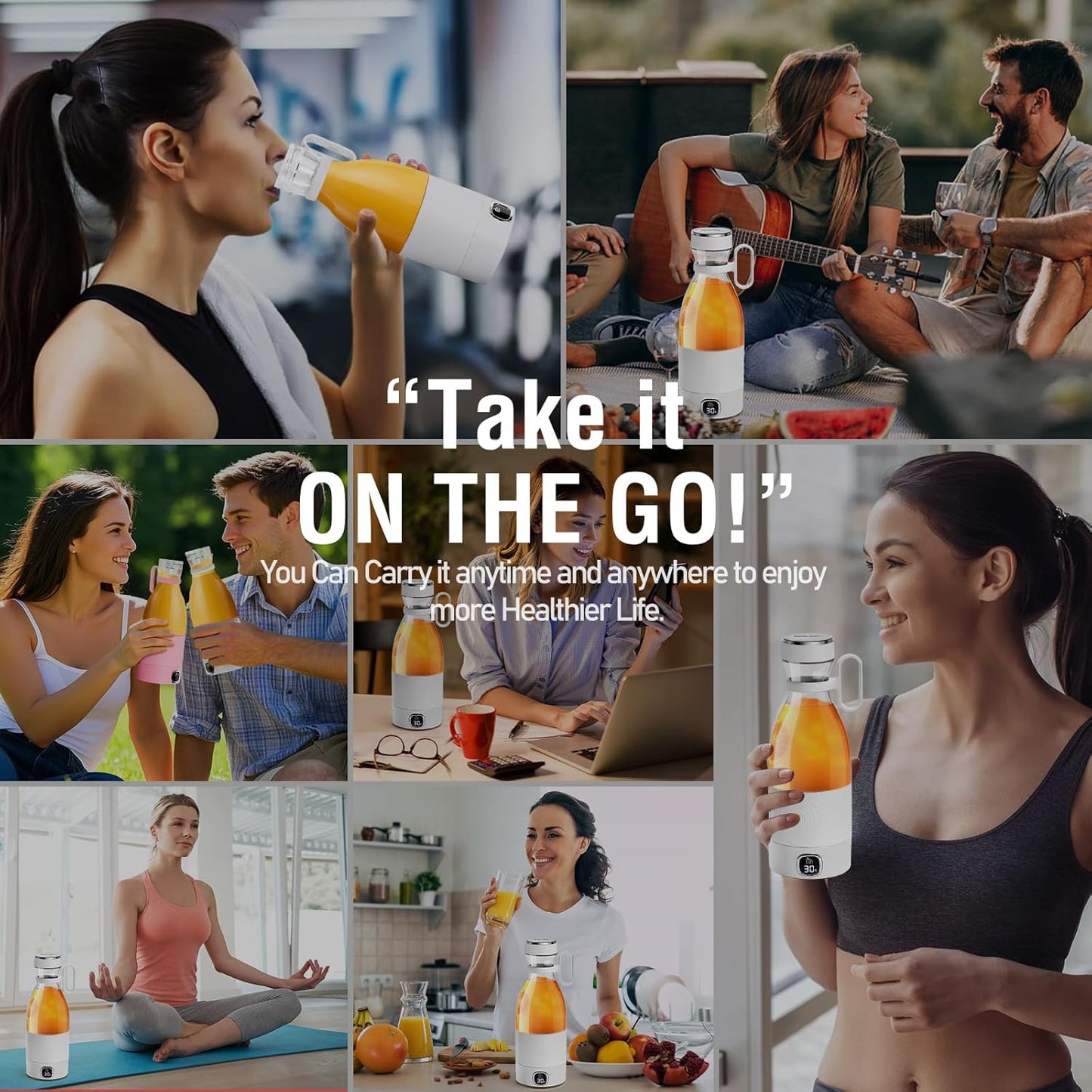 Spardar 3000mAh Portable Blender for Smoothies, USB Rechargeable Mini Juicer