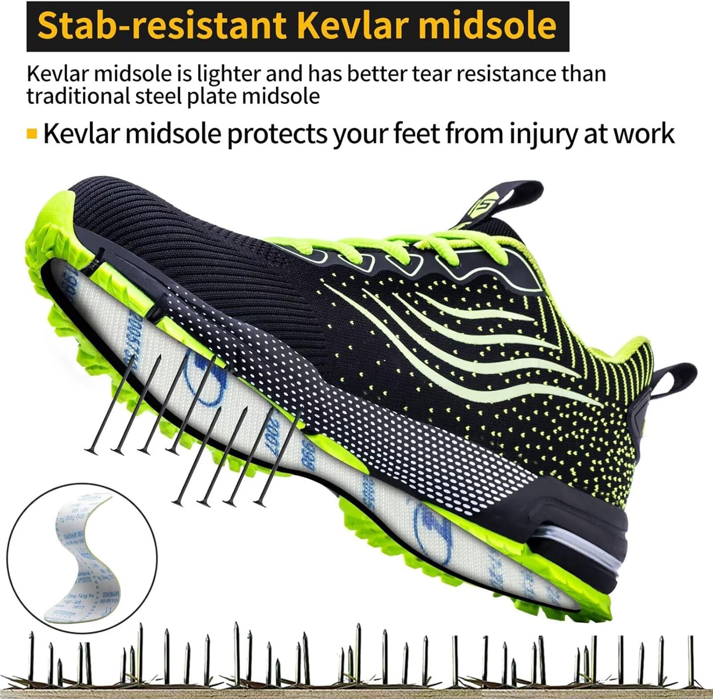 CYKYGGO Lightweight Steel Toe Safety Shoes for Men and Women