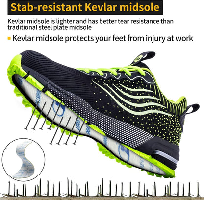 CYKYGGO Lightweight Steel Toe Safety Shoes for Men and Women