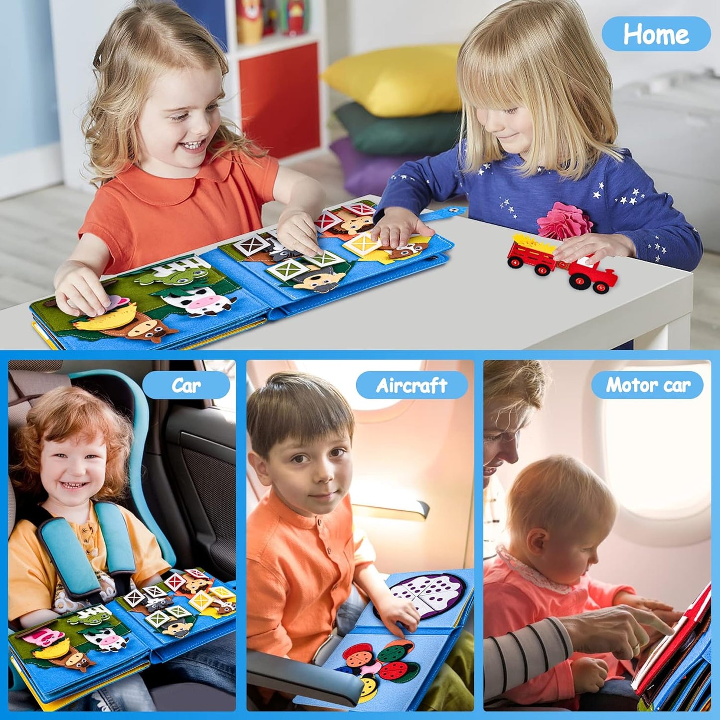 Quiet Book 3D Felt Montessori Busy Book for Preschool Kids