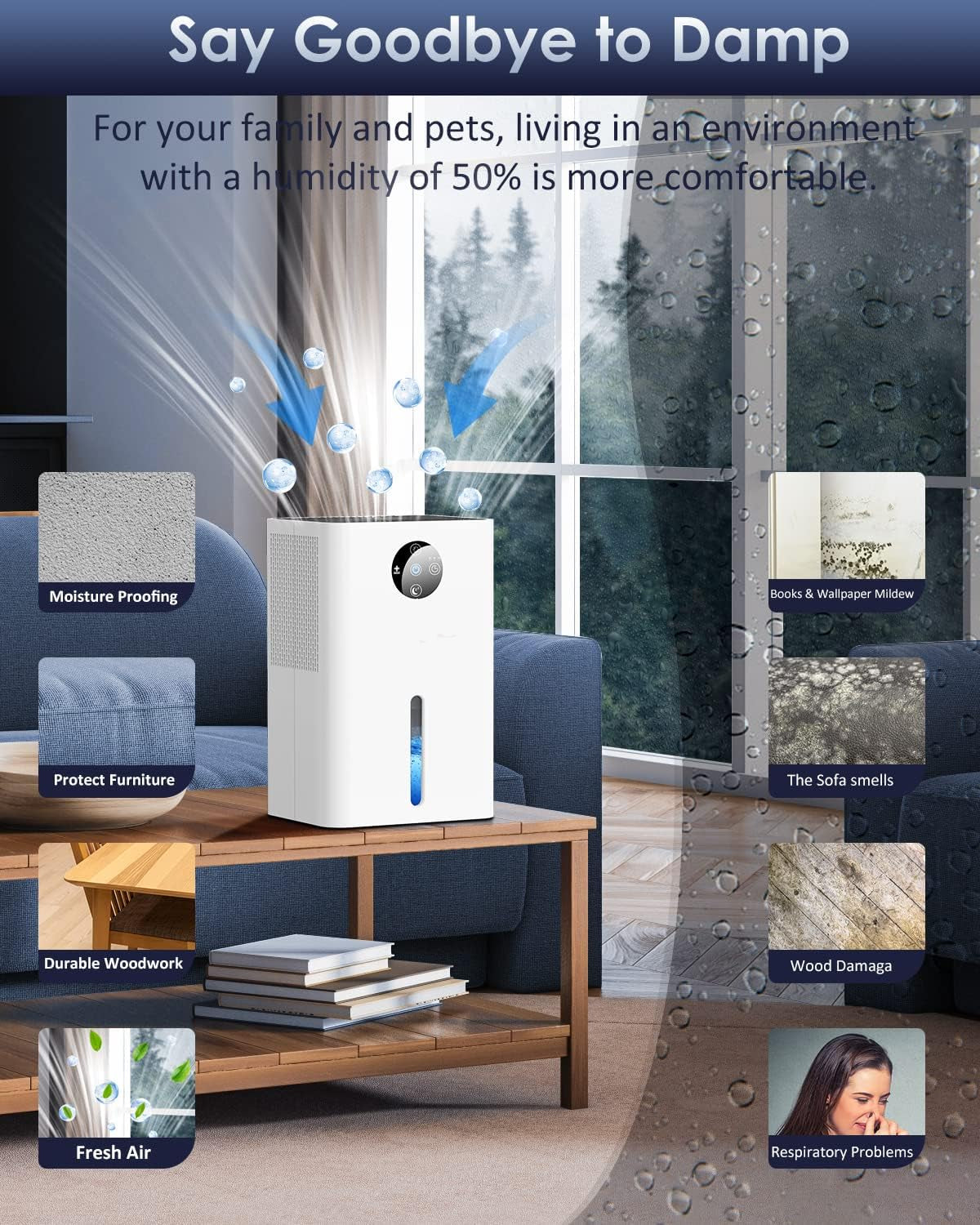 MAPOOR DS01 Small Dehumidifier 1.8L White