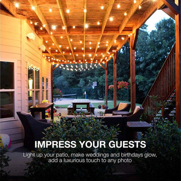 Avoalre 18+3M Outdoor String Lights 30+3 LED G40 Bulbs 8 Modes Timer IP44 Waterproof Warm White