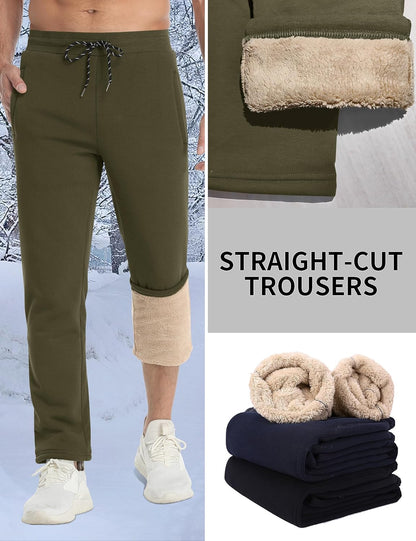 TACVASEN Men's Sherpa Lined Winter Warm Thermal Fleece Jogging Sweatpants with Pockets