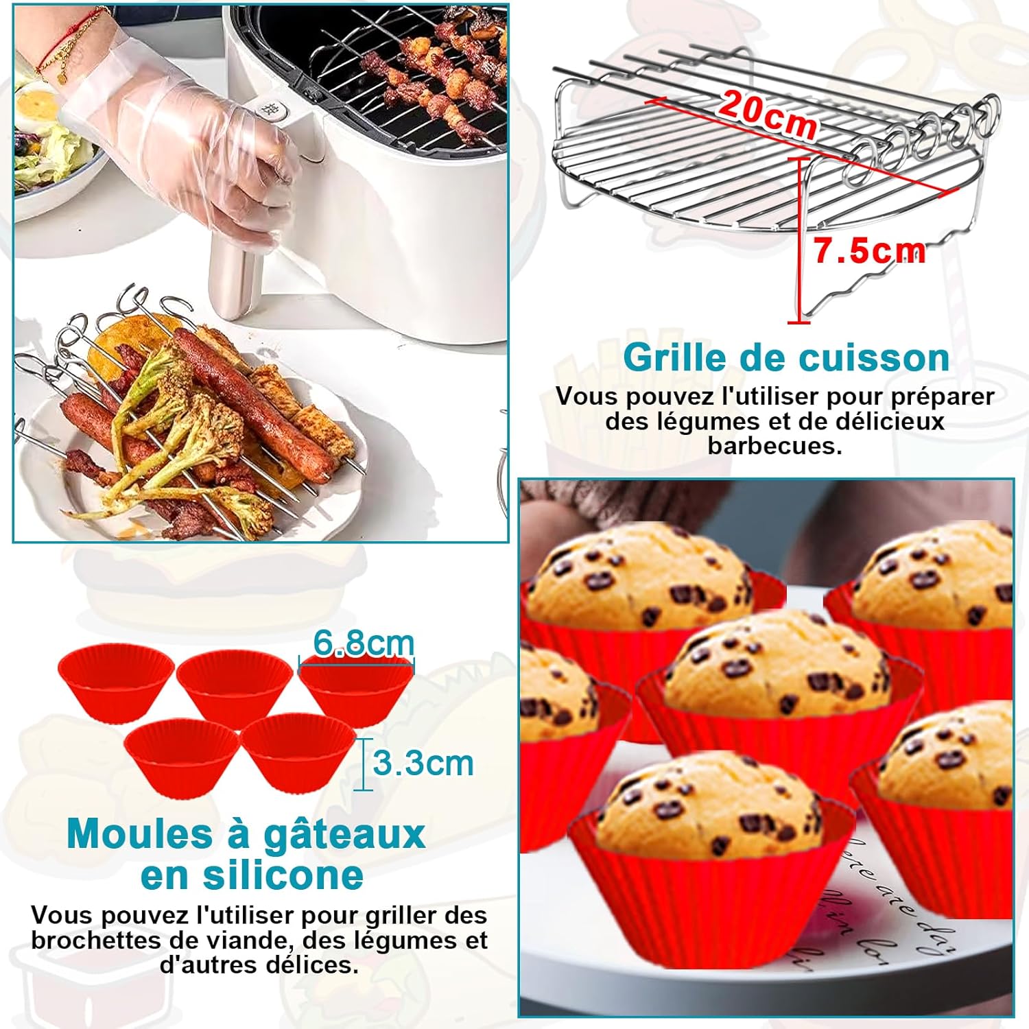 Moleath 21cm Silicone Air Fryer Accessory Set 4pcs