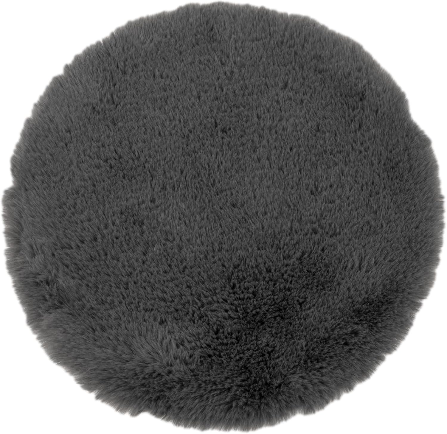 CB Home Style Faux Fur Rug - Anthracite Round Seat Cushion