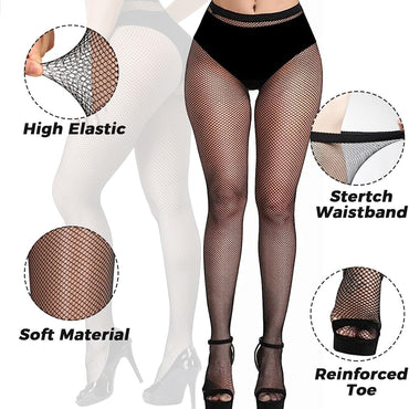 Buauty High Waisted Black Fishnet Stockings for Women Stretchy Comfort