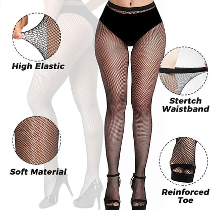 Buauty High Waisted Black Fishnet Stockings for Women Stretchy Comfort