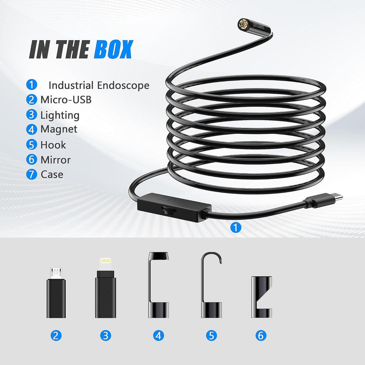Pancellent 1920P Dual Lens Snake Inspection Borescope Endoscope