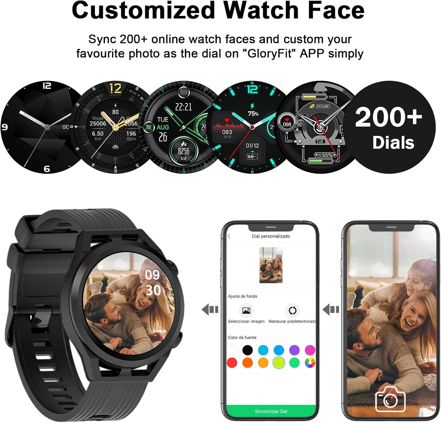 IOWODO R8Pro Waterproof Smartwatch with Call Answer, Music, 24 Sports
