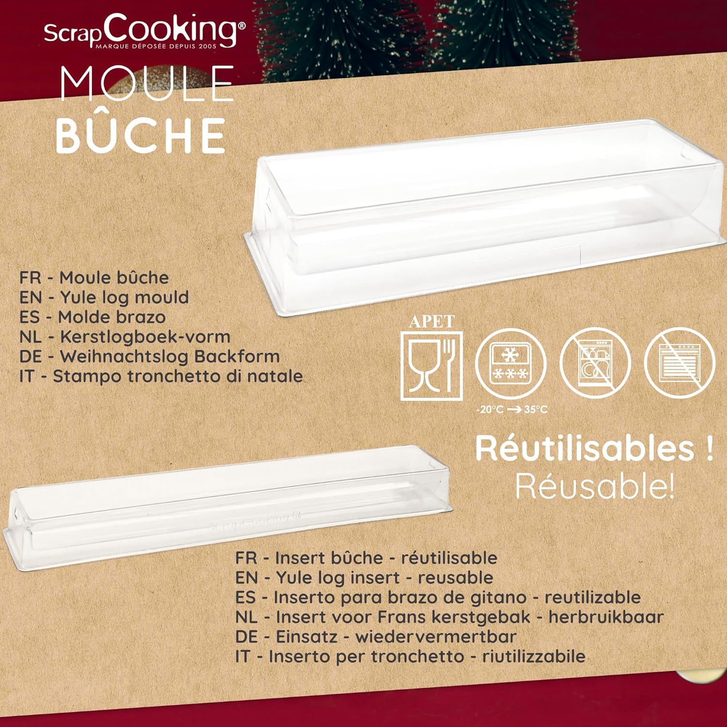 ScrapCooking 1921 PVC Log Mould – White, 13 x 4.5 x 2.5 in Reusable Baking Pan