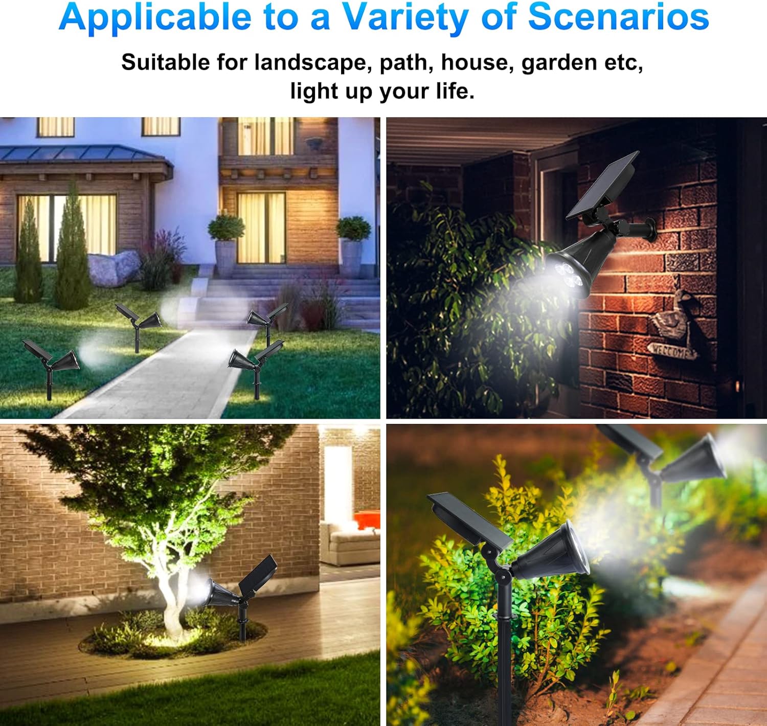 YAJETSKO Waterproof Solar Spotlight Set Warm White Adjustable Angle 2-Pack