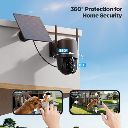 YUPBOE Solar Wireless PTZ 360° Outdoor Security Camera with Floodlight