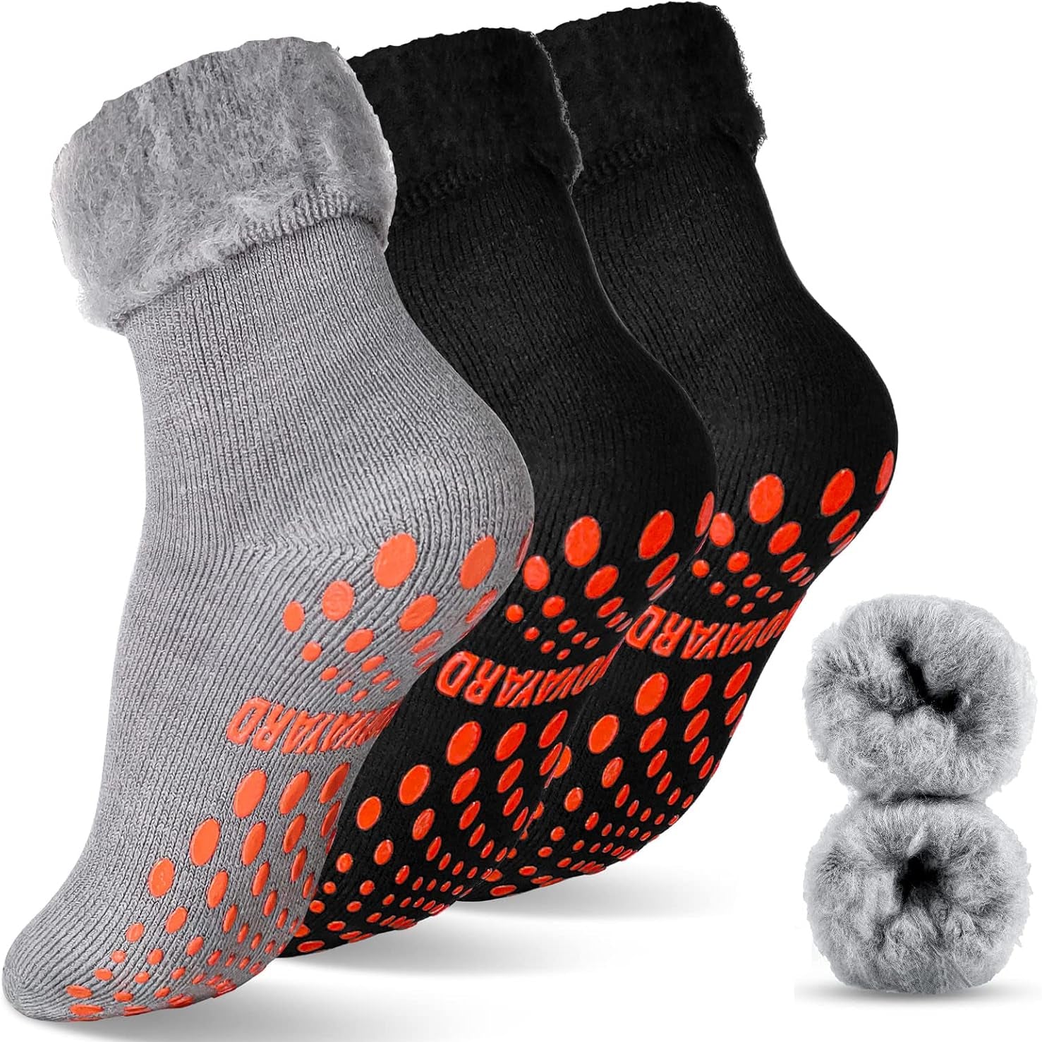 Cozy Non‑Slip Thermal Wool Socks – 3‑Pair Pack for Men & Women