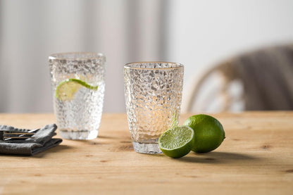 Leonardo Matera 340ml Transparent Glass Drinking Cup with Hammered Finish