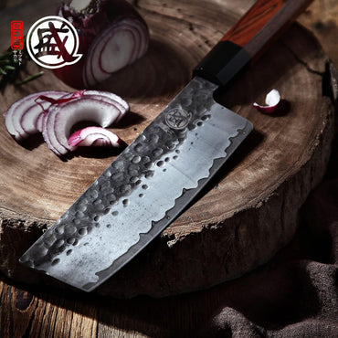 MITSUMOTO SAKARI 7" Hand-Forged Nakiri Chef Knife with Rosewood Handle