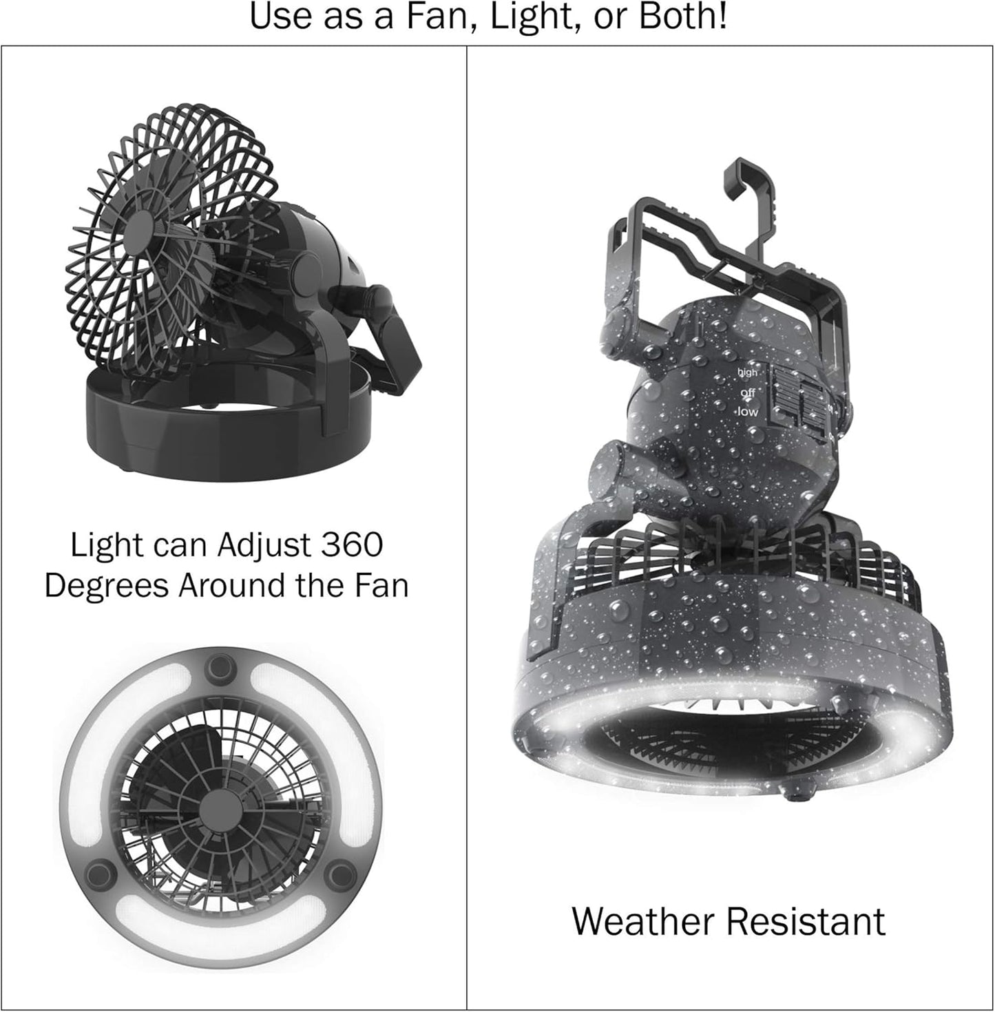 Portable LED Lantern with Fan: 2-in-1 Battery Powered Light and Cooling