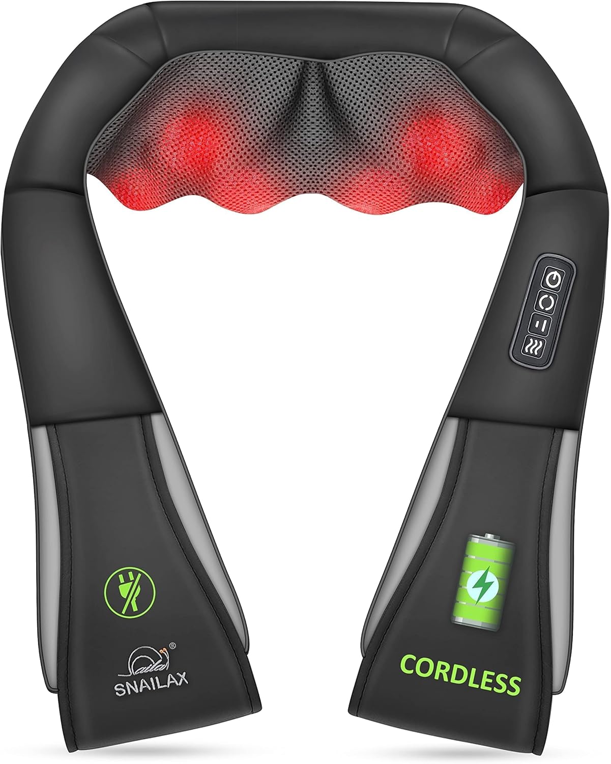 Snailax Cordless Shiatsu Neck and Back Massager with Heat