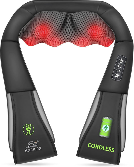 Snailax Cordless Shiatsu Neck and Back Massager with Heat