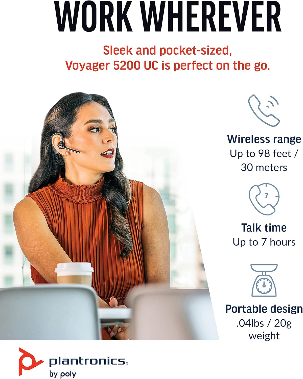 Plantronics Poly Voyager 5200 UC Wireless Headset Black