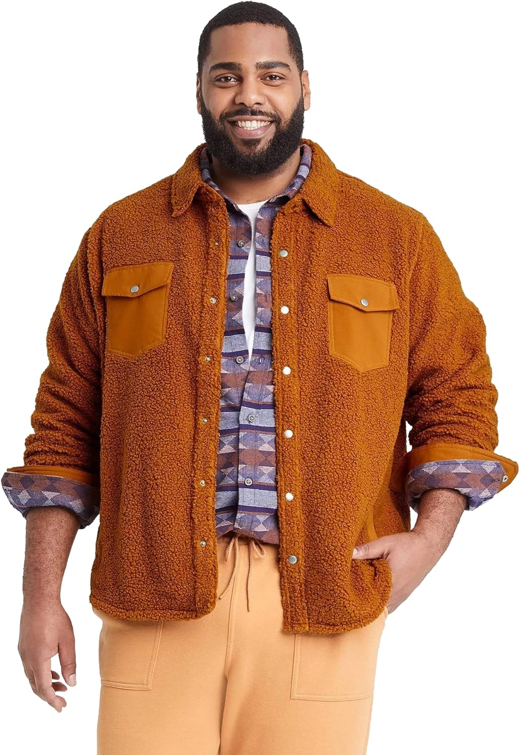 Goodfellow & Co Men's Sherpa Faux Fur Shirt Jacket