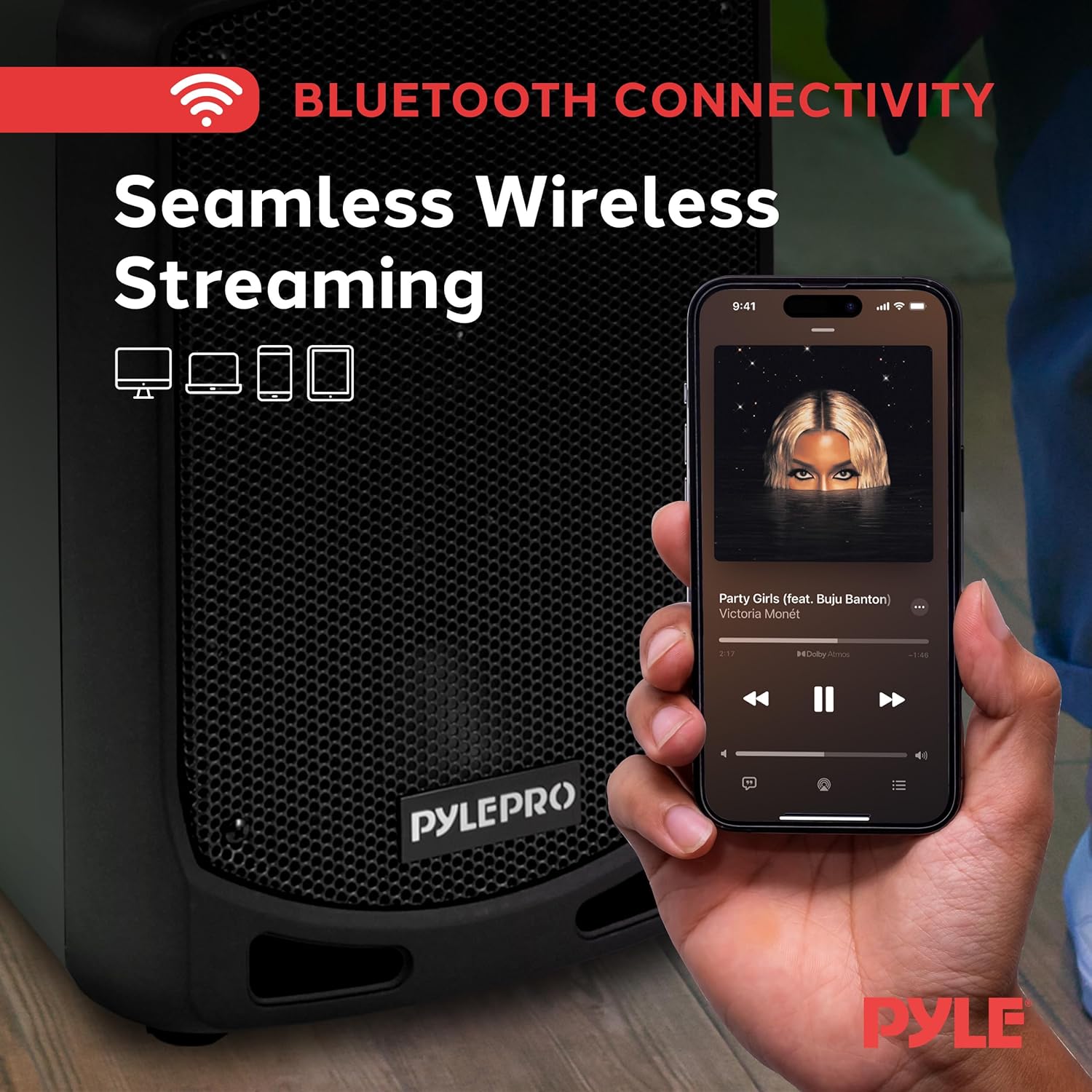 Pyle Portable Bluetooth Karaoke PA Speaker with 600W Power