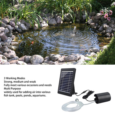 Maxmartt Solar Powered Air Pump Kit 6V 4W Adjustable Angle 3 Modes for Fish Tank Pond