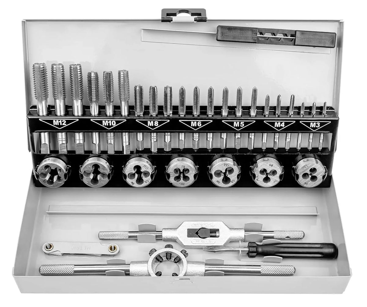 Mannesmann 32-Piece Heavy-Duty Thread Cutting Tool Set, Metal Case - Gomix Brands Outlet