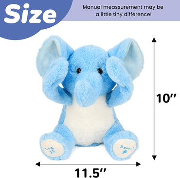 Hopearl Peek-A-Boo Interactive Singing Soft Elephant Plush Toy Blue