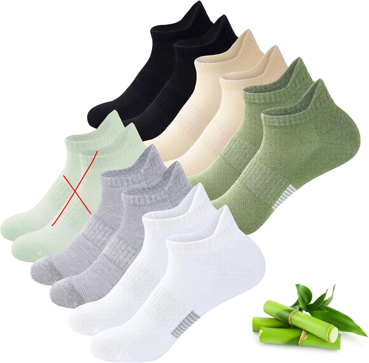 inaWarm Bamboo Trainer Socks – Breathable Multi‑Color Pack of Six