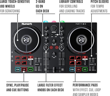 Numark Party Mix DJ Controller with Built-in Lights