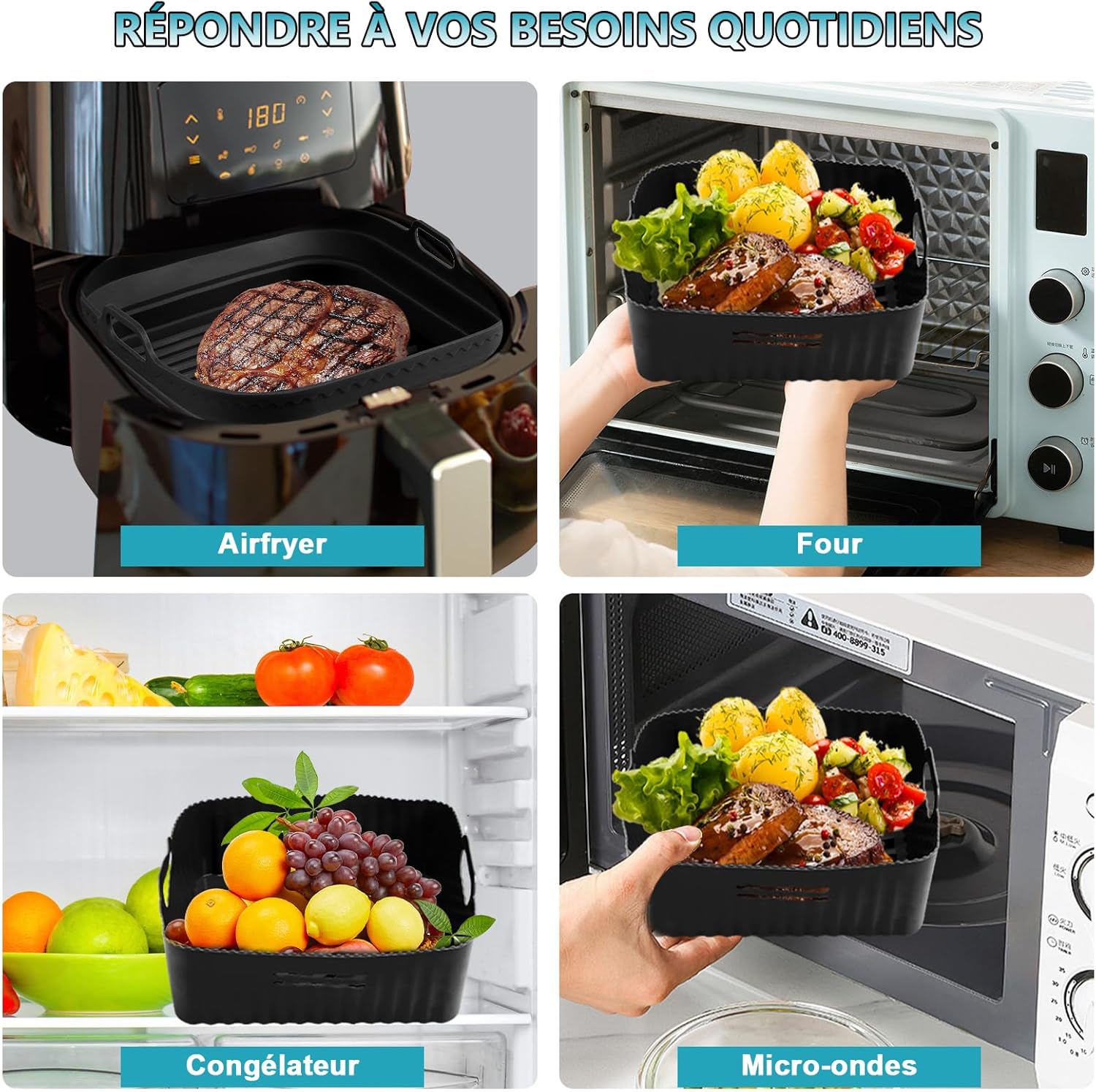 Moleath 21cm Silicone Air Fryer Accessory Set 4pcs