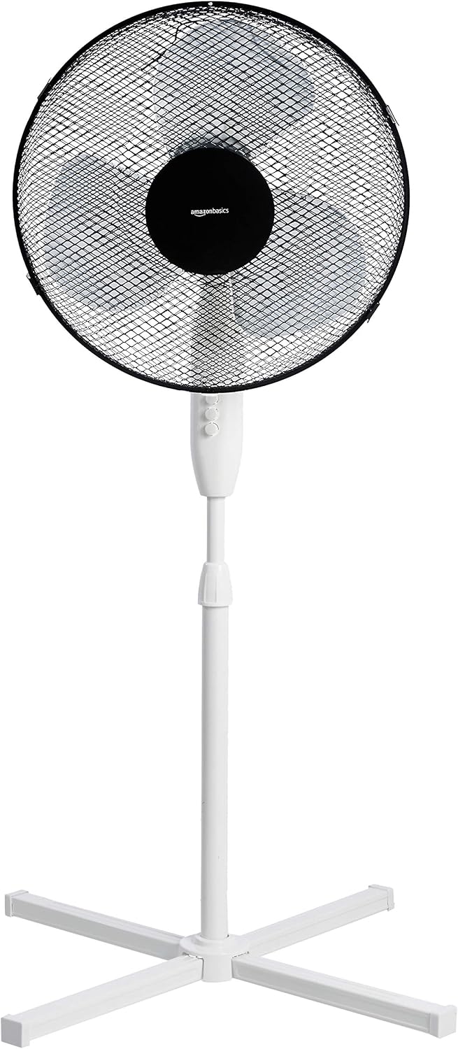 Amazon Basics Oscillating Fan with Stand, 3 Speed, 40W, Black