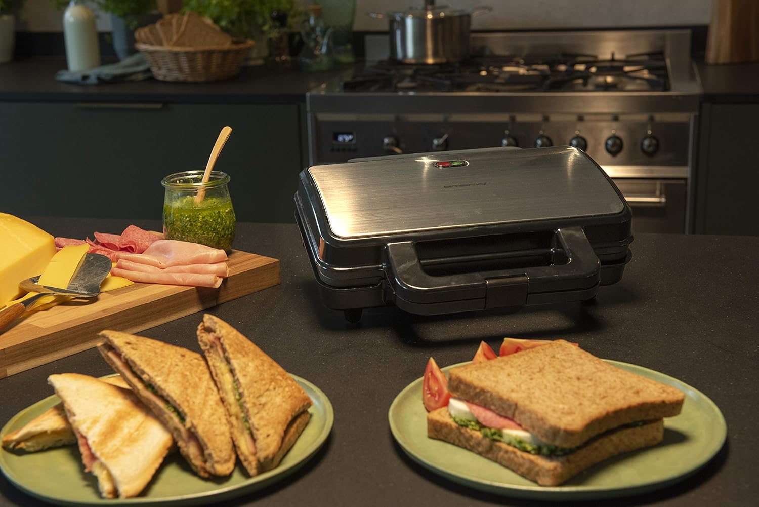 Emerio XXL Sandwich Toaster 900W Shell-Shape Leak-Proof BPA-Free