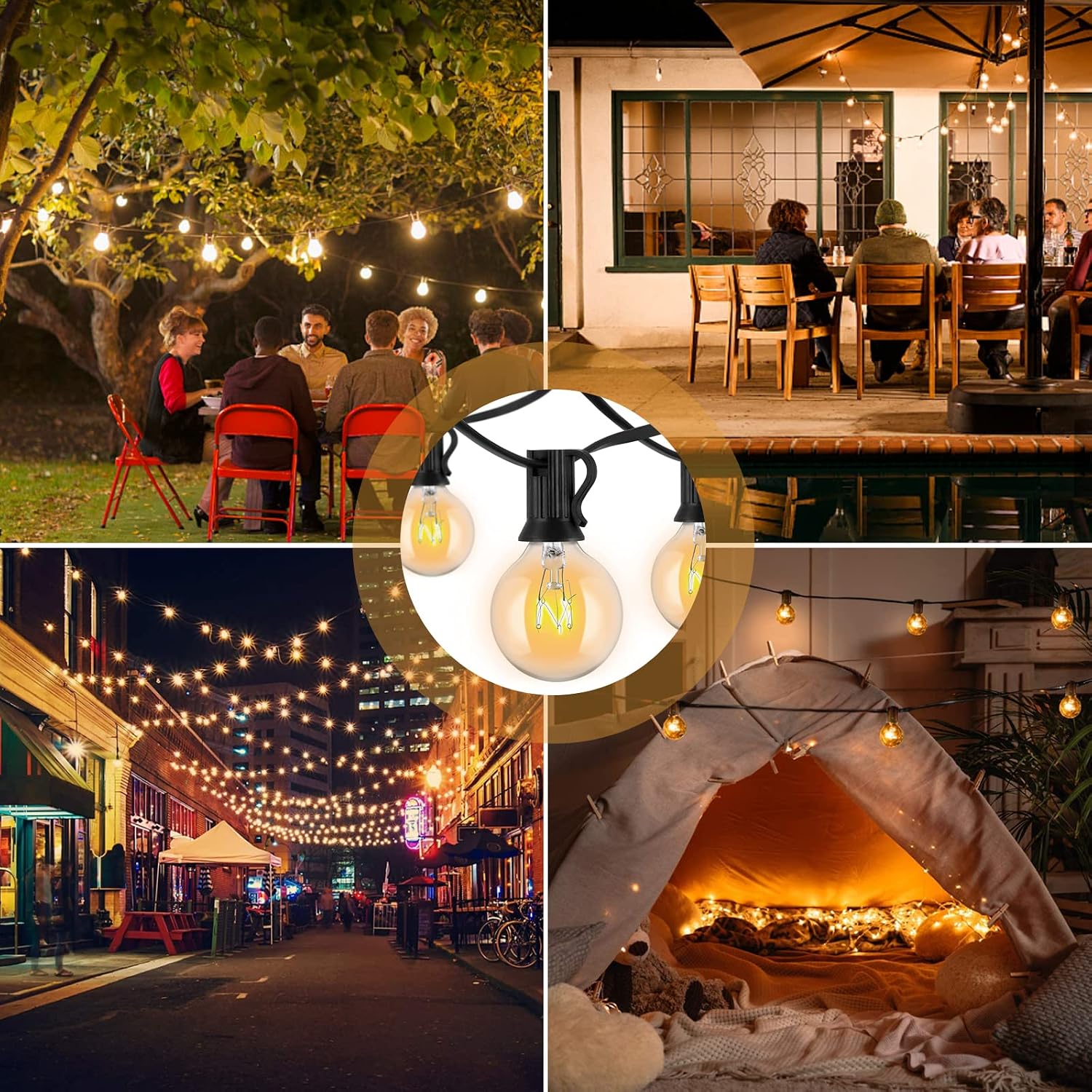 Bomkim G40 Outdoor String Lights 9.5m 25+4 Bulbs IP45 Waterproof Warm White