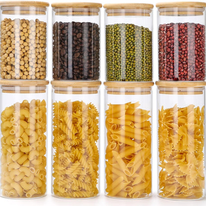 Lannvan 8-Piece Round Glass Storage Jars with Airtight Lids