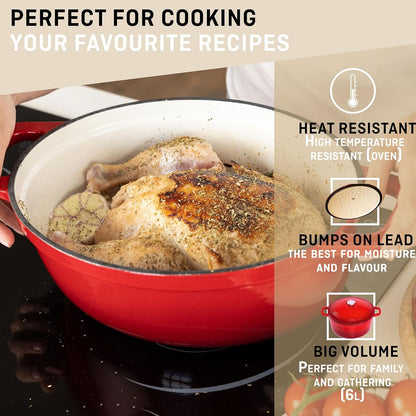 VeoHome Dutch Oven Red 6L