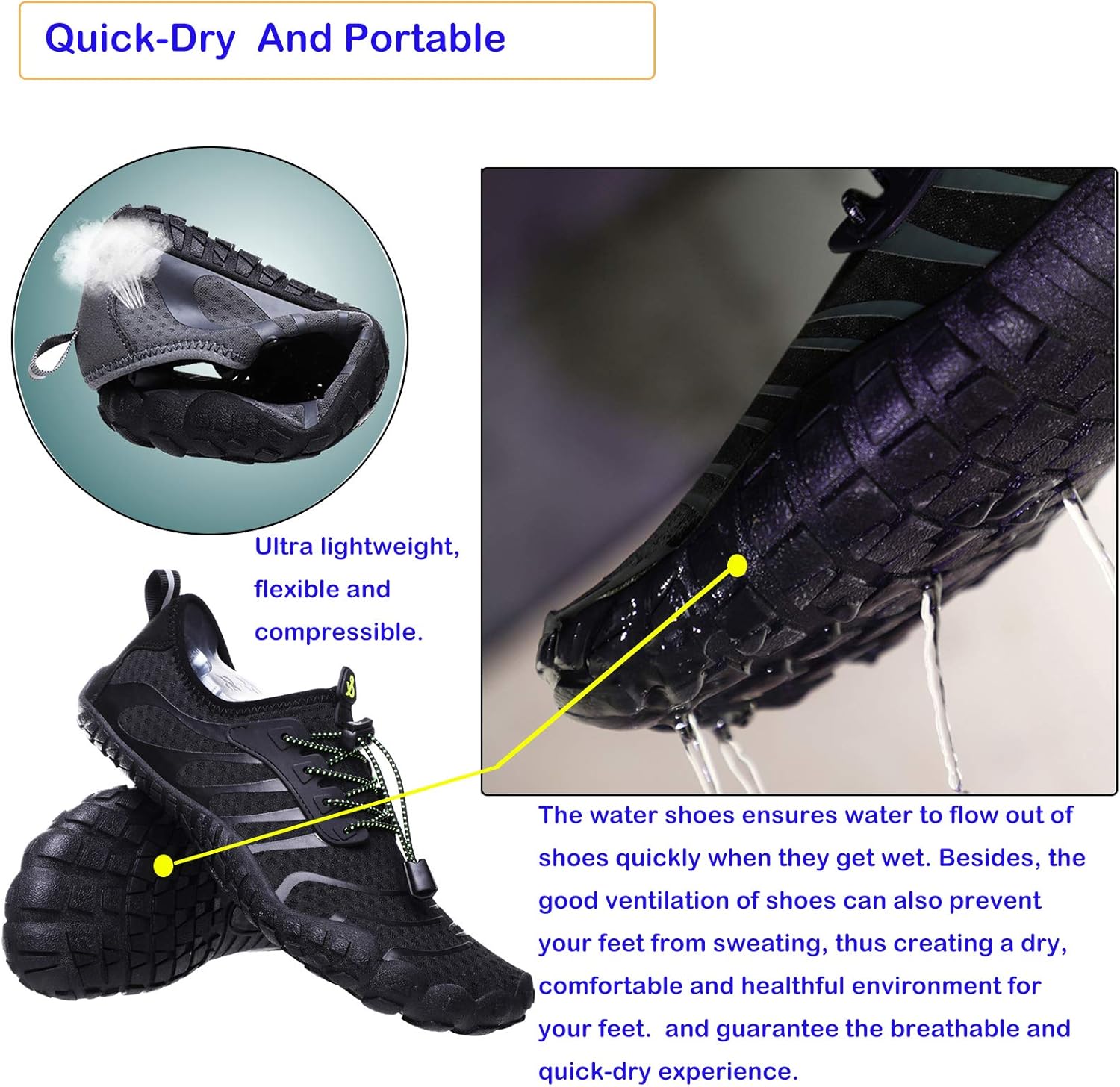 Unisex Quick Dry Aqua Barefoot Water Shoes for Swim Beach Outdoor Sports