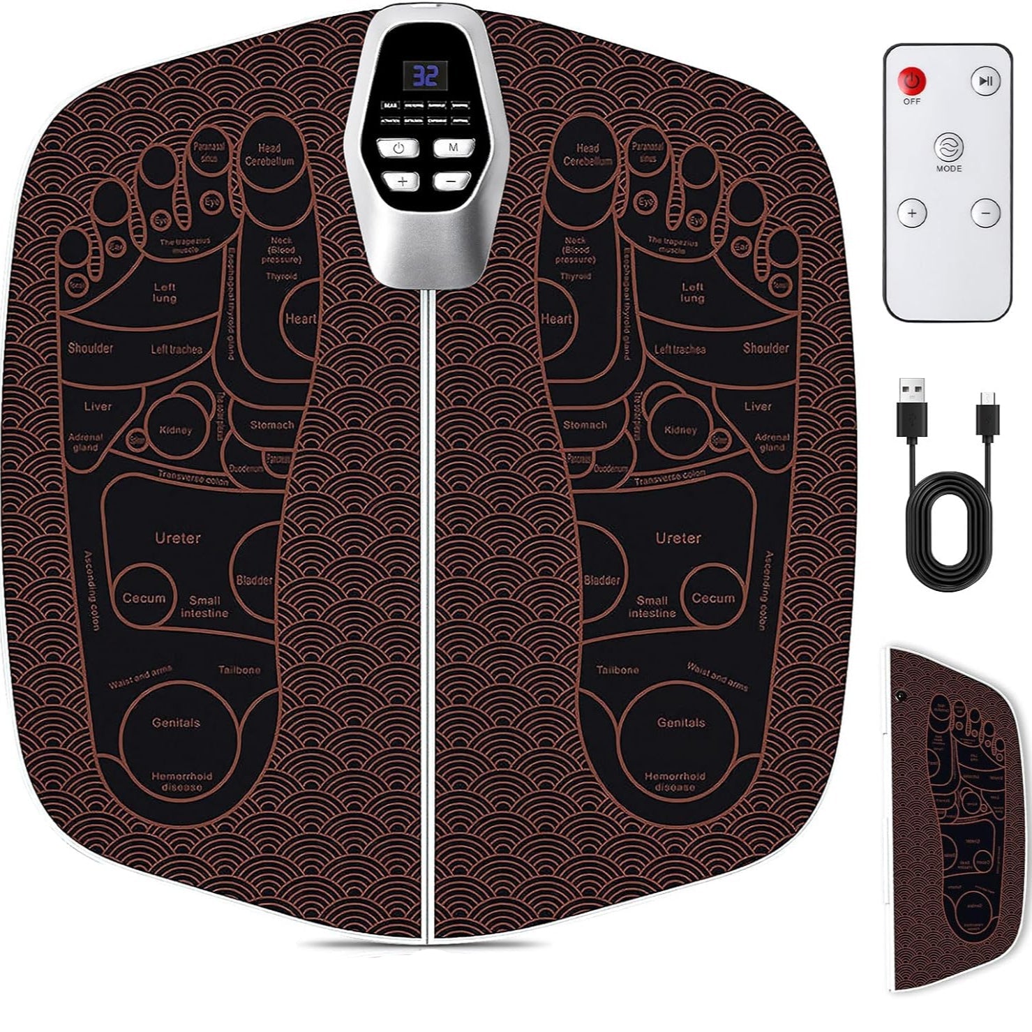 BORDEAG Electric Foot Massager with 8 Programs, 32 Intensity Levels