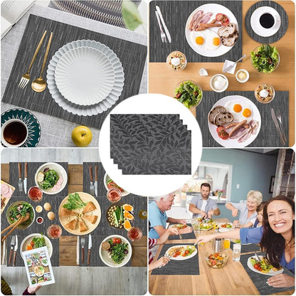 Washable Double-Sided PVC Placemat Set – Heat-Resistant, Moisture-Proof, 4-Pack